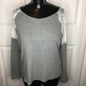 WHBM Lace Shoulder Top